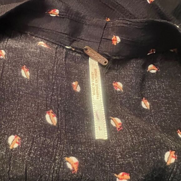 Free People black patterned duster. Size large tall Great - Picture 3 of 7